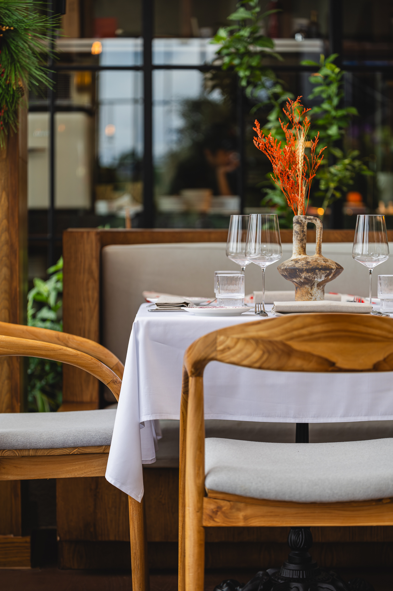 Plated dish served in branded restaurant tableware