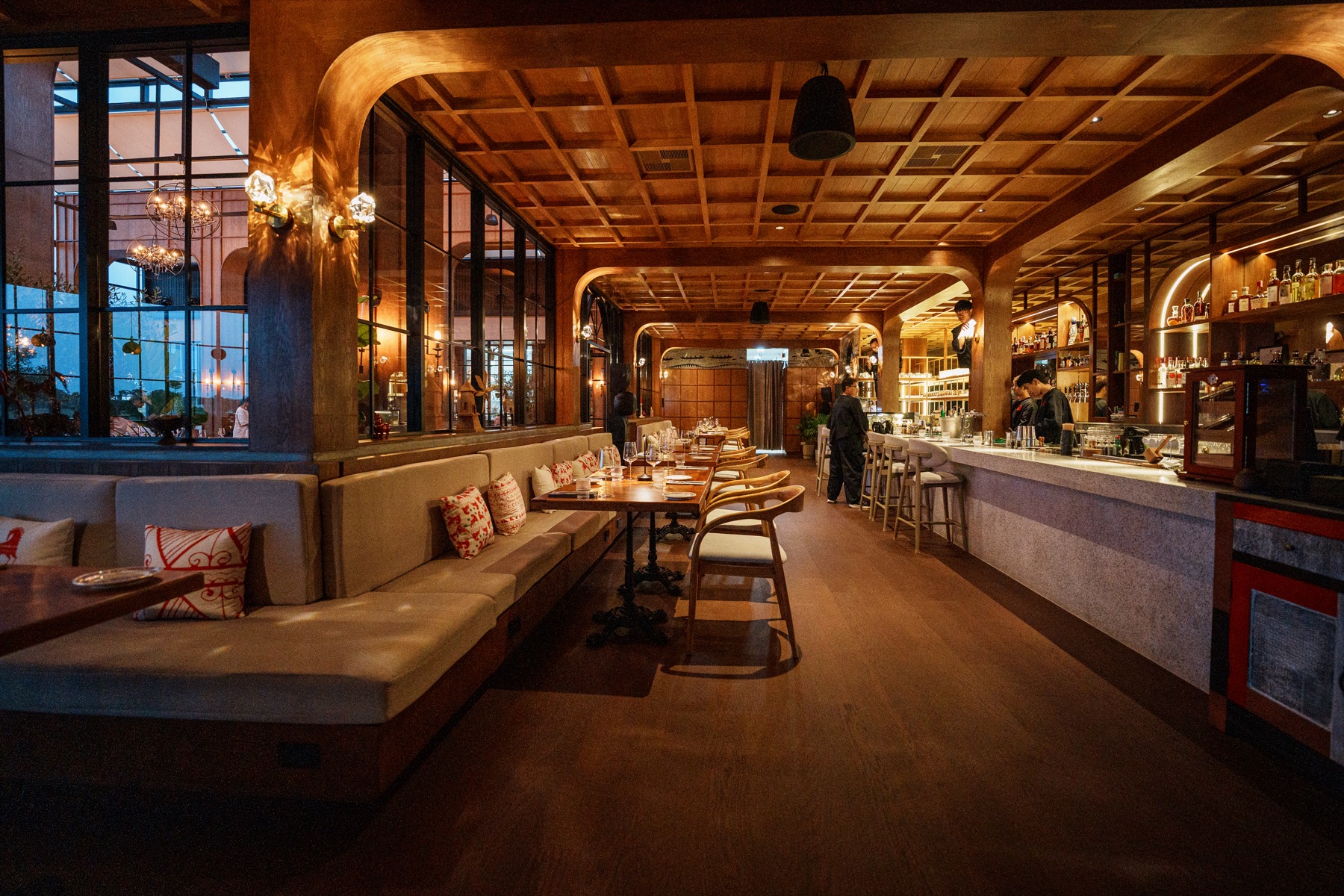 ETNA evening dining room and bar interior