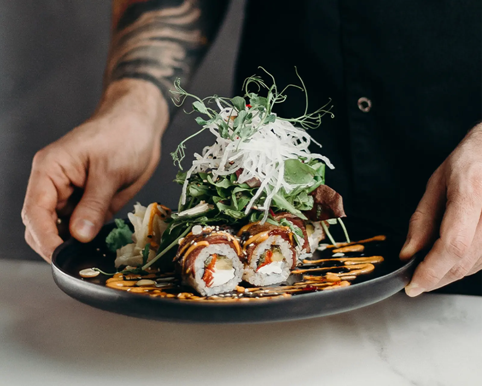 Restaurant food presentation visual reference for searchable menu experience